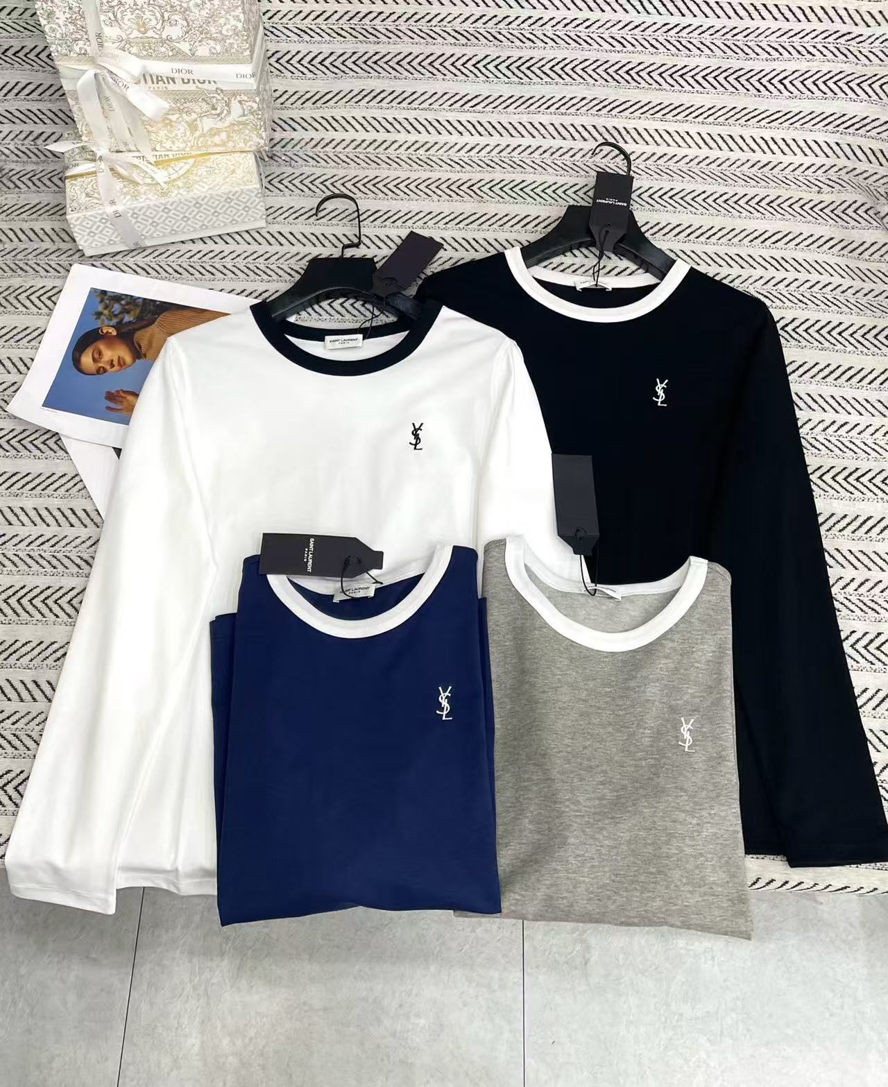 YSL シンプルロゴ長袖Tシャツ【50％割引+送料無料】
