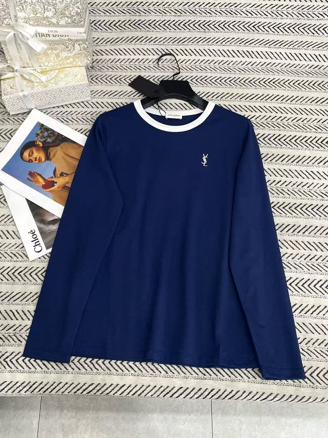 YSL シンプルロゴ長袖Tシャツ【50％割引+送料無料】