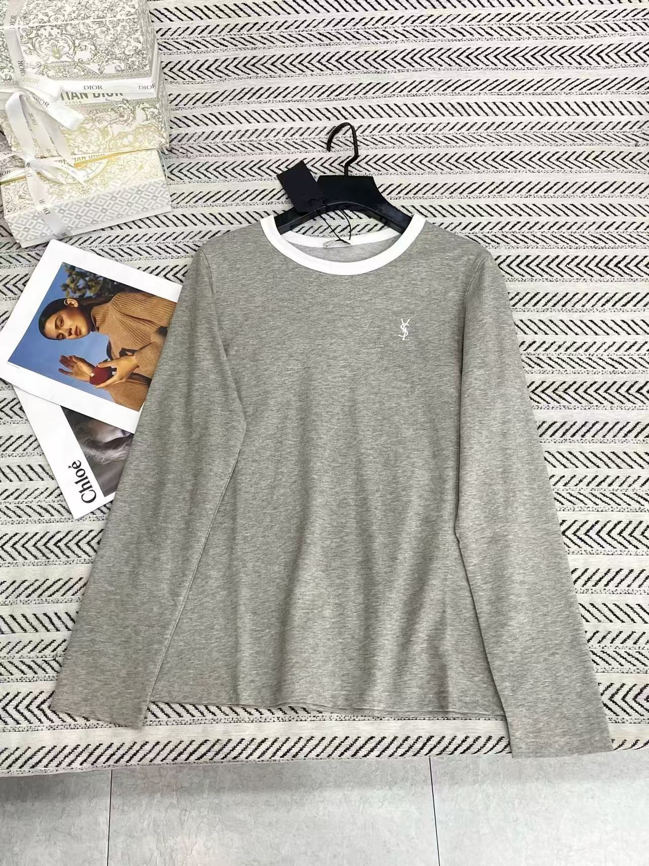 YSL シンプルロゴ長袖Tシャツ【50％割引+送料無料】