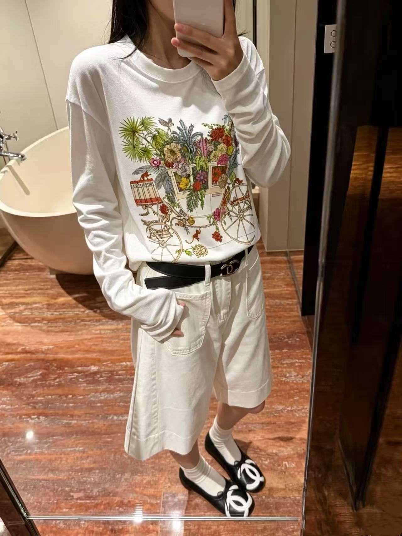 HERME5 プリント長袖Tシャツ【50％割引+送料無料】