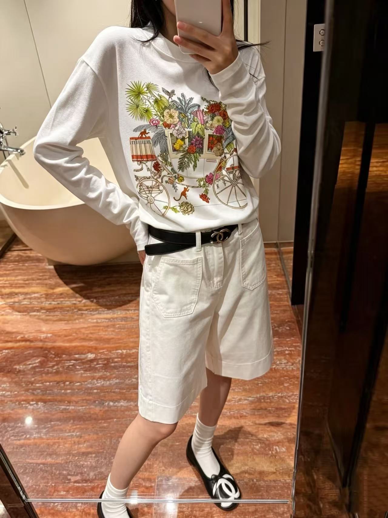 HERME5 プリント長袖Tシャツ【50％割引+送料無料】