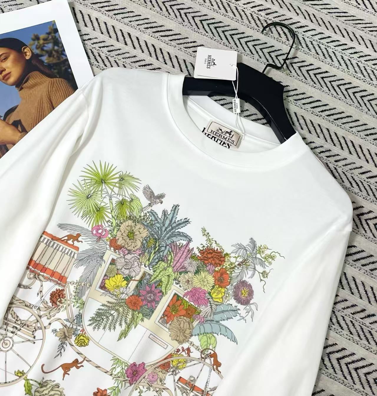 HERME5 プリント長袖Tシャツ【50％割引+送料無料】