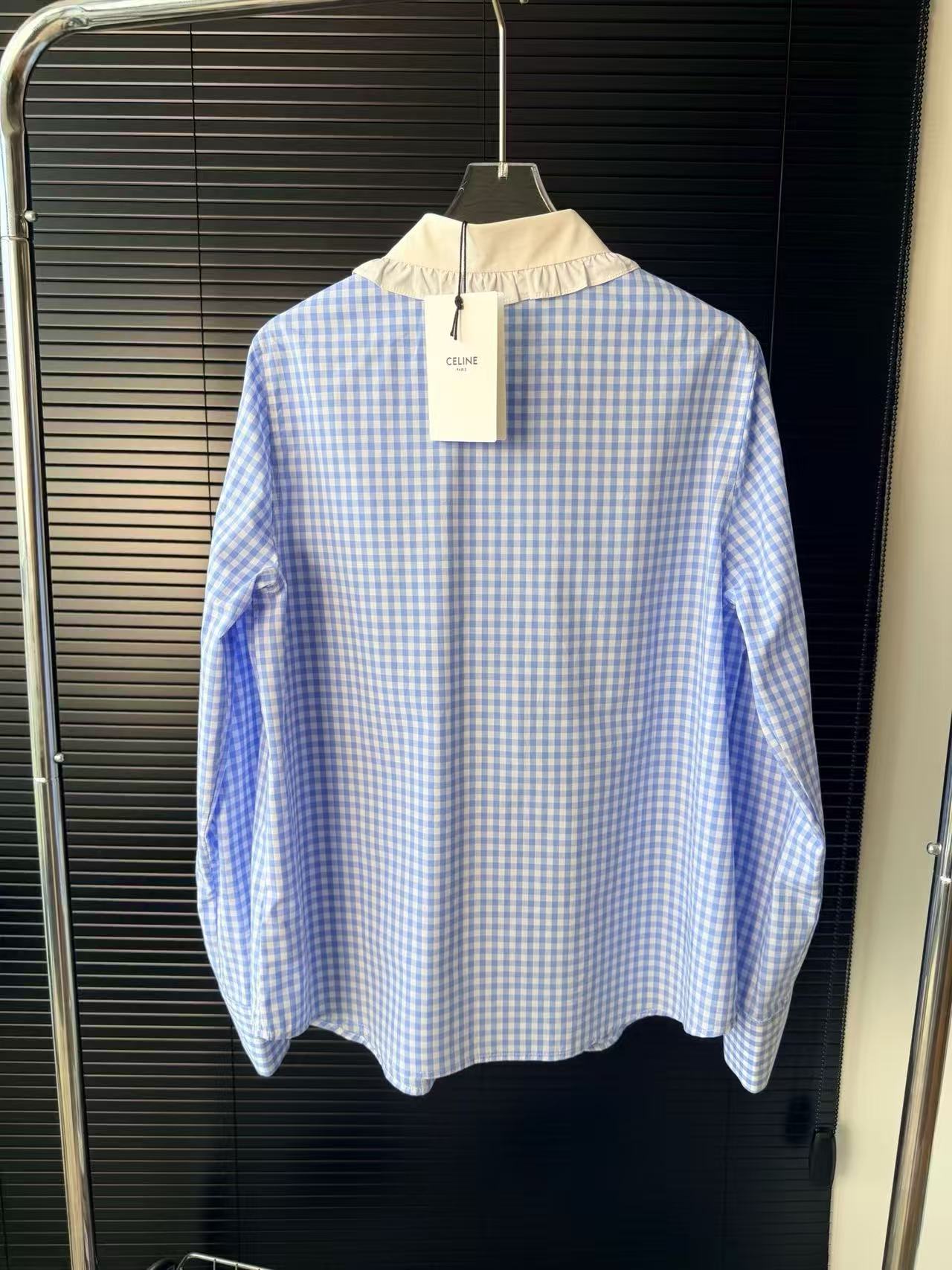 CEL1NE 凱旋門刺繍ロゴチェックシャツ【50％割引+送料無料】
