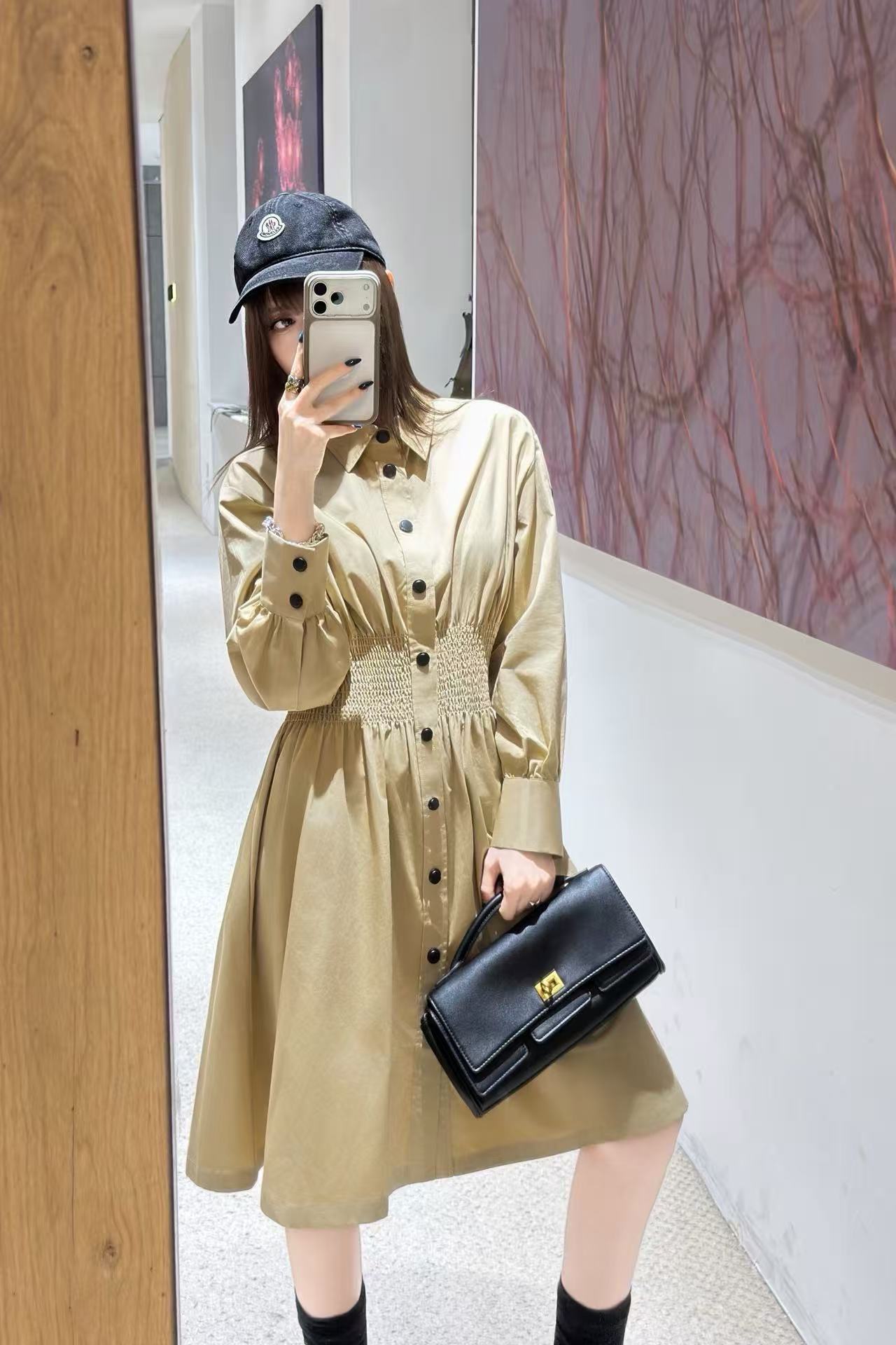 M0NECLERシンプルな長袖ワンピース【50％割引+送料無料】