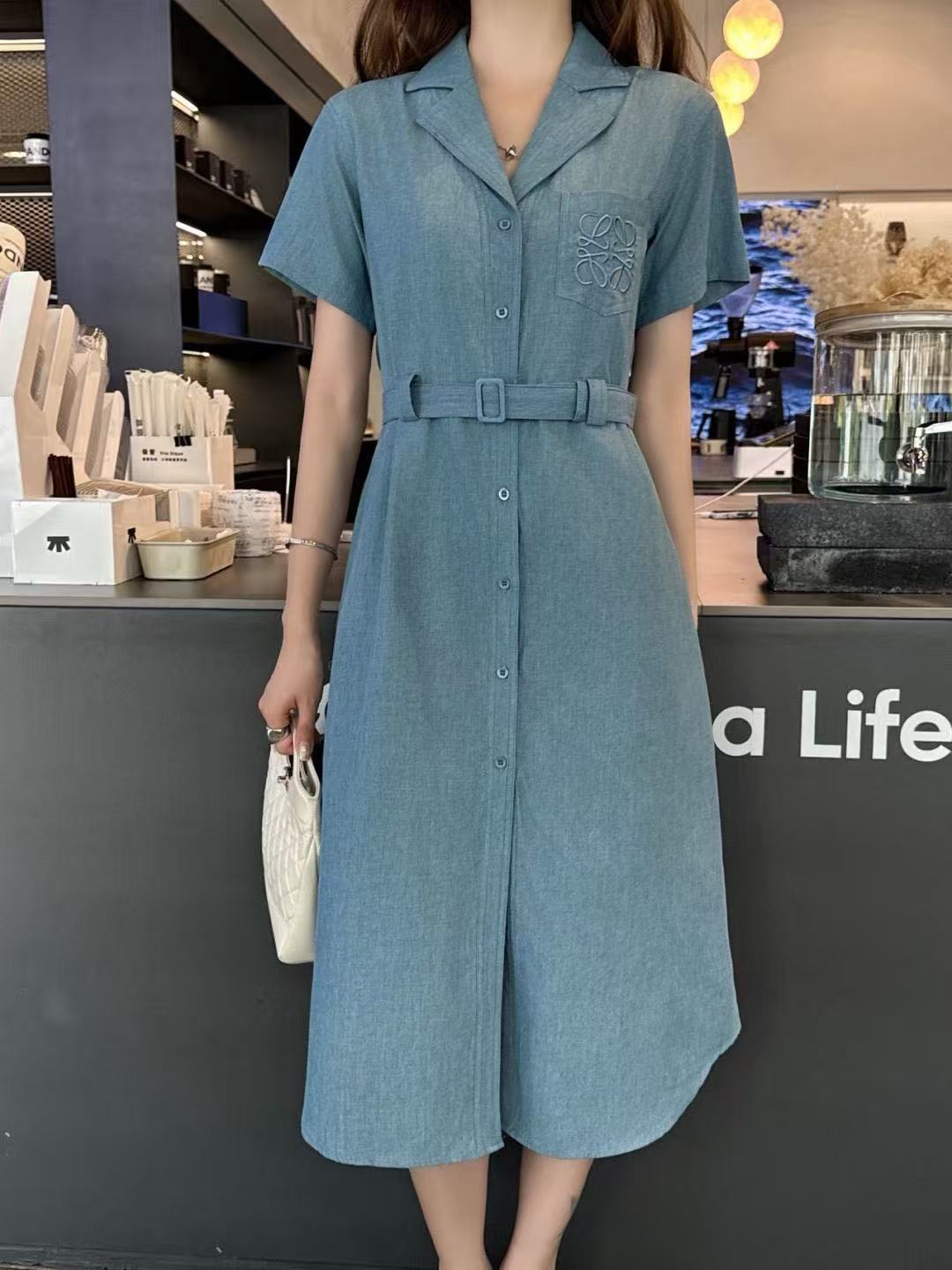 LOEWE ロゴ刺繍入りデニムドレス【50％割引+送料無料】