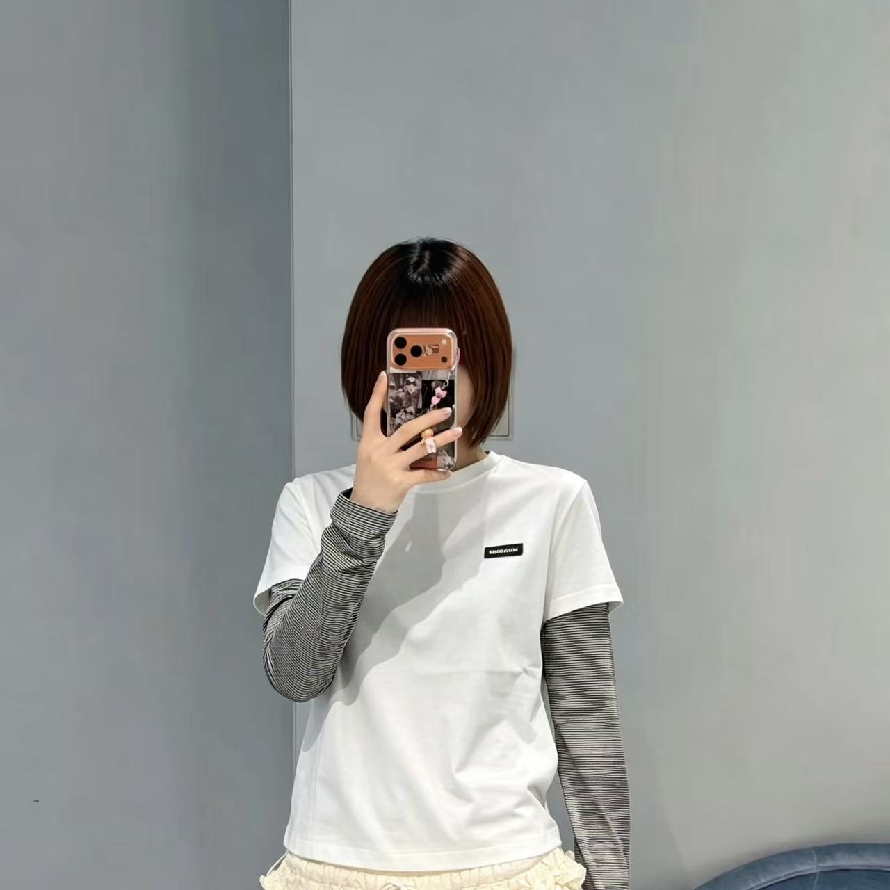 M1UM1U カラーブロック 長袖Tシャツ【50％割引+送料無料】