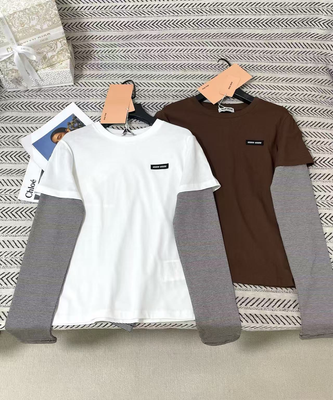 M1UM1U カラーブロック 長袖Tシャツ【50％割引+送料無料】