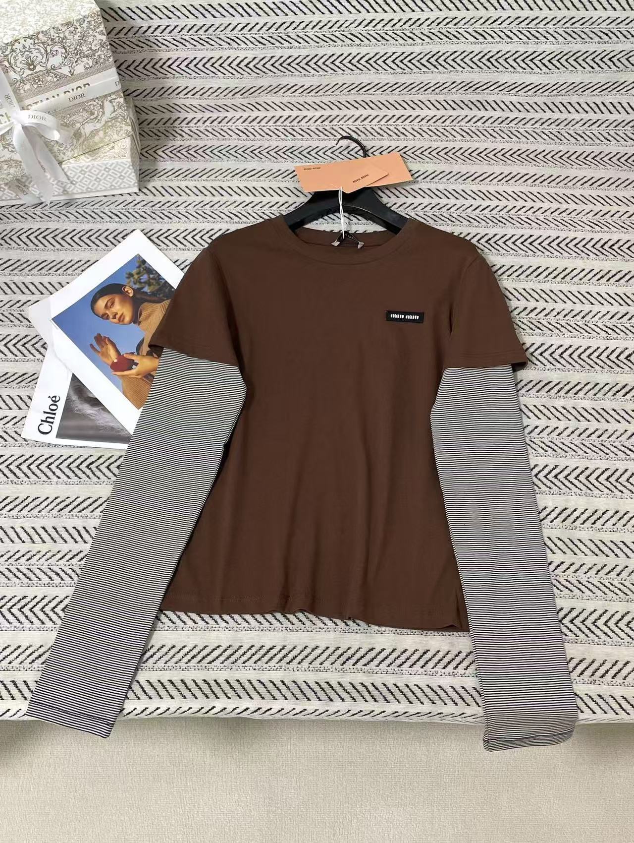 M1UM1U カラーブロック 長袖Tシャツ【50％割引+送料無料】