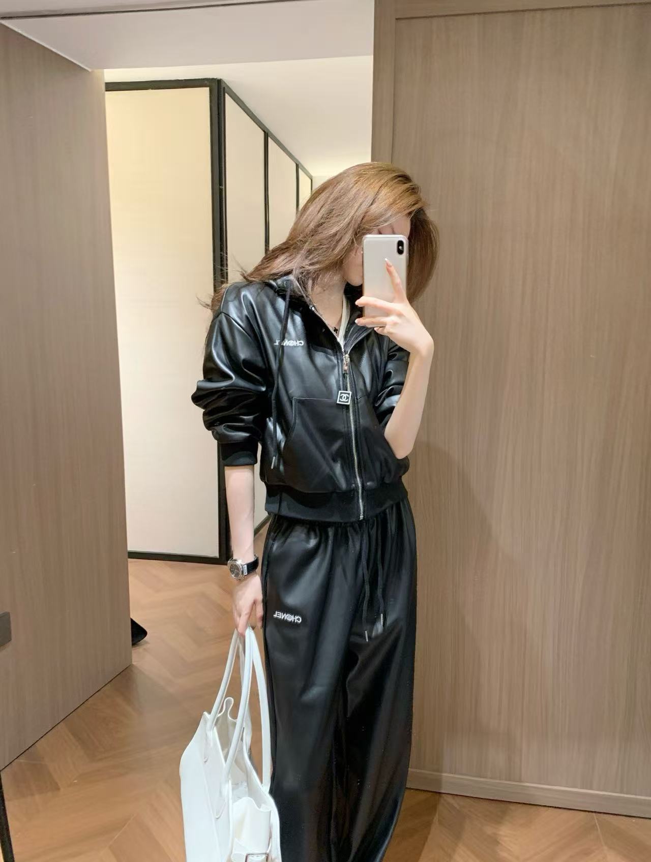 CHANE1 レザージャケット＋パンツ ツーピースセット【50％割引+送料無料】