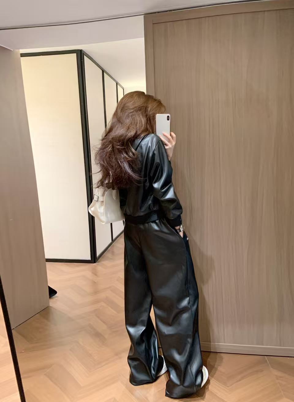 CHANE1 レザージャケット＋パンツ ツーピースセット【50％割引+送料無料】