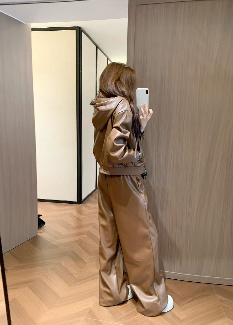 CHANE1 レザージャケット＋パンツ ツーピースセット【50％割引+送料無料】