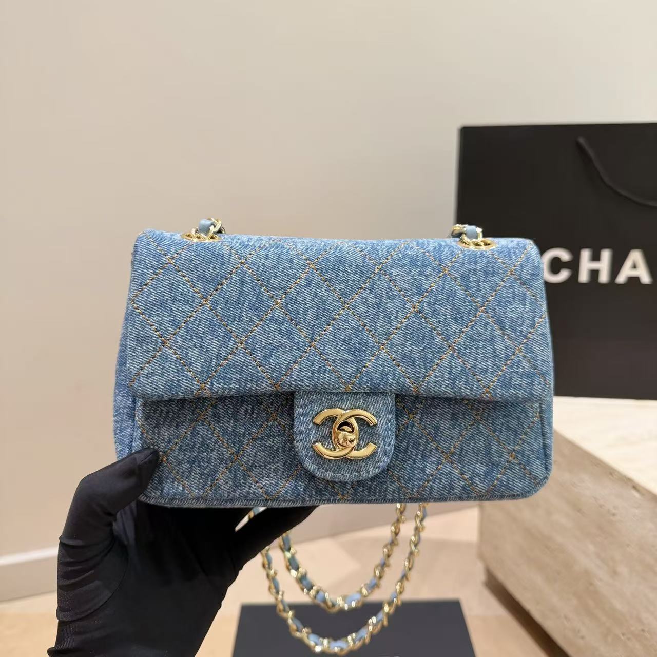 CHANE1 チェーンデニムバッグ【50％割引+送料無料】