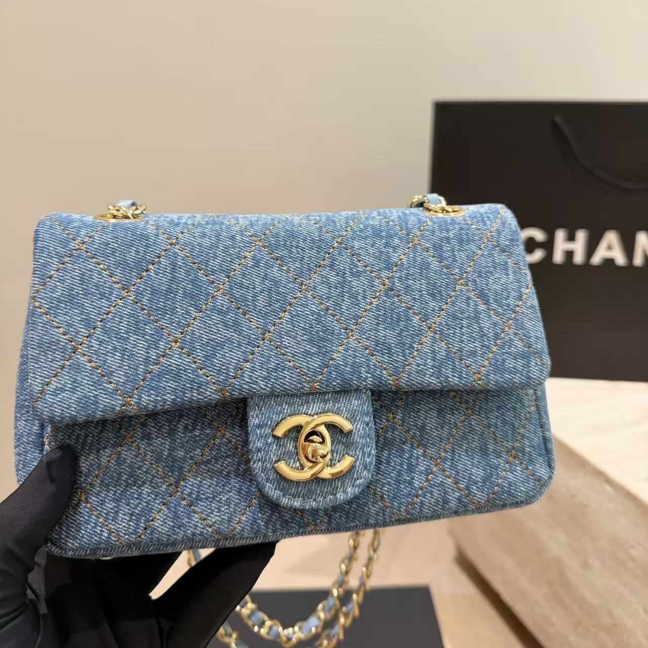 CHANE1 チェーンデニムバッグ【50％割引+送料無料】