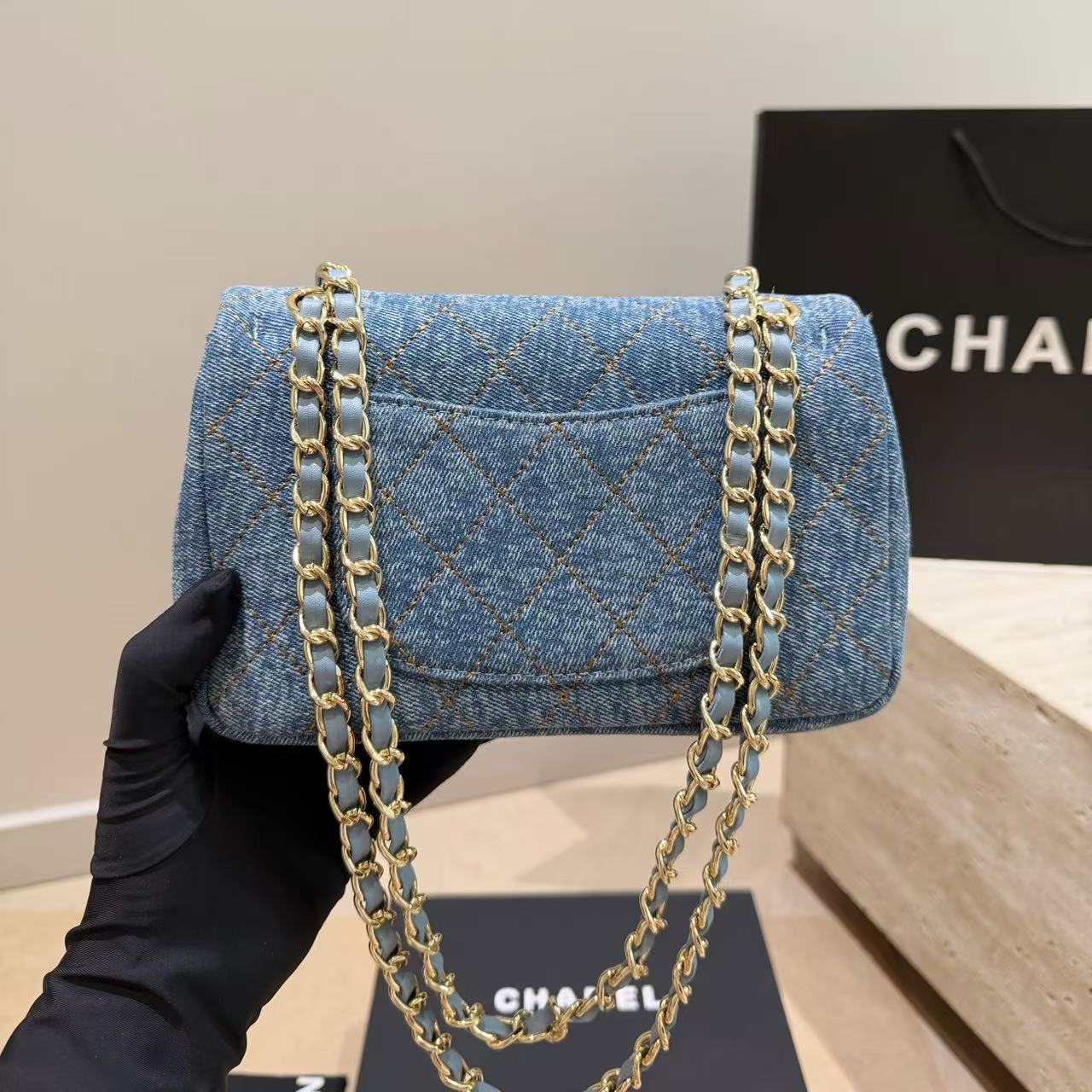 CHANE1 チェーンデニムバッグ【50％割引+送料無料】