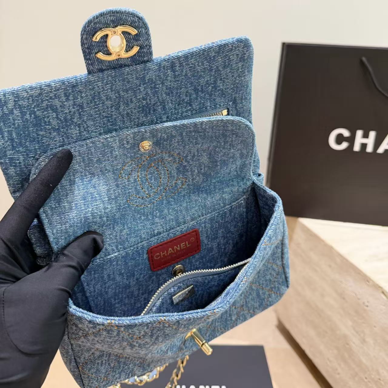 CHANE1 チェーンデニムバッグ【50％割引+送料無料】