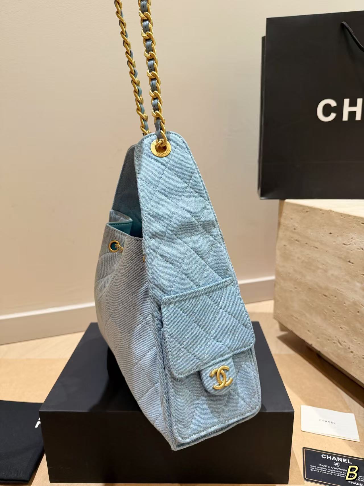 CHANE1 hoboチェーンデニムバッグ【50％割引+送料無料】