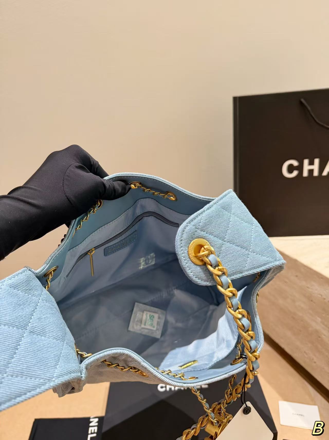 CHANE1 hoboチェーンデニムバッグ【50％割引+送料無料】