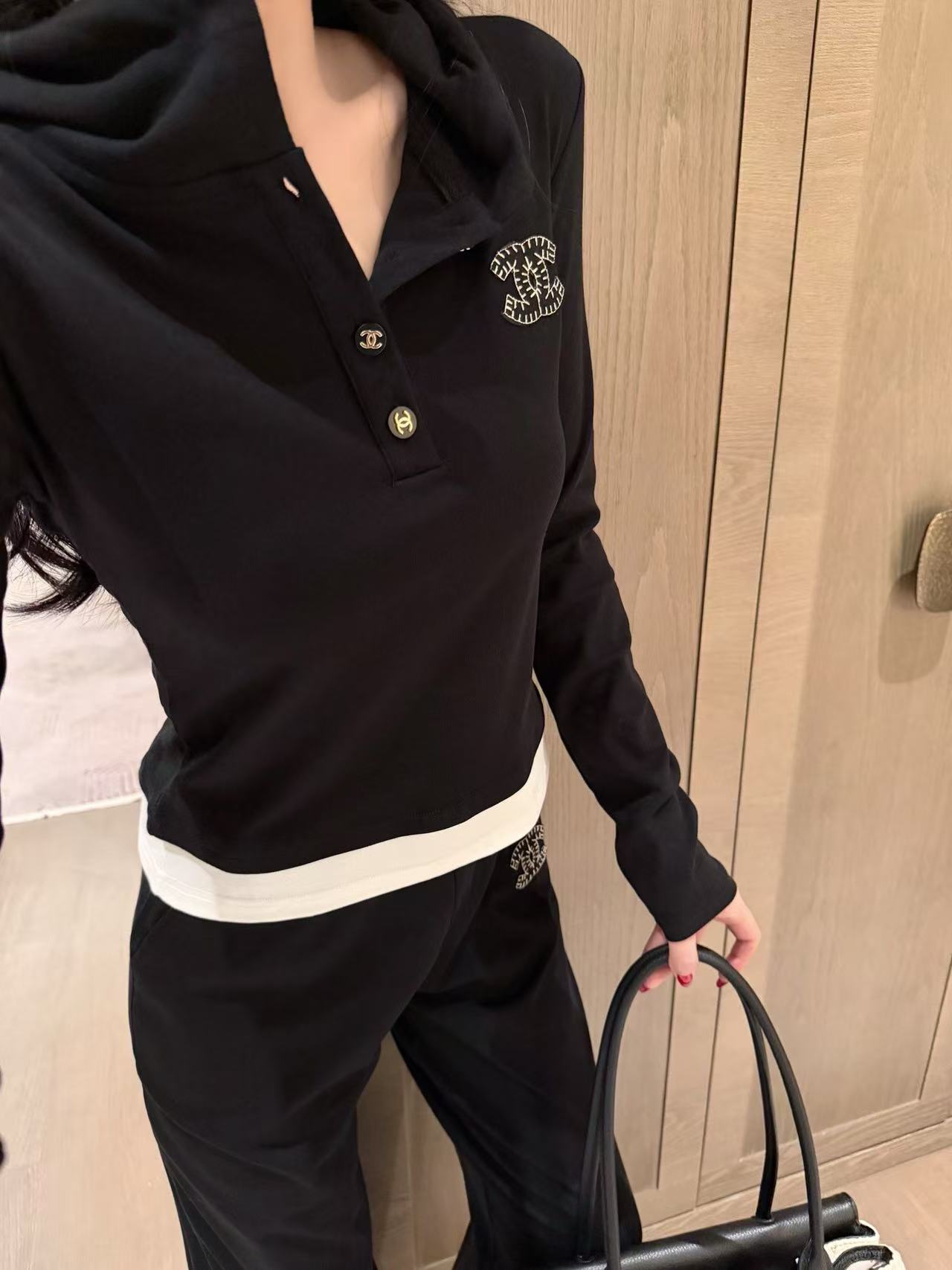 CHANE1 フード付きトップスとパンツのツーピースセット【50％割引+送料無料】