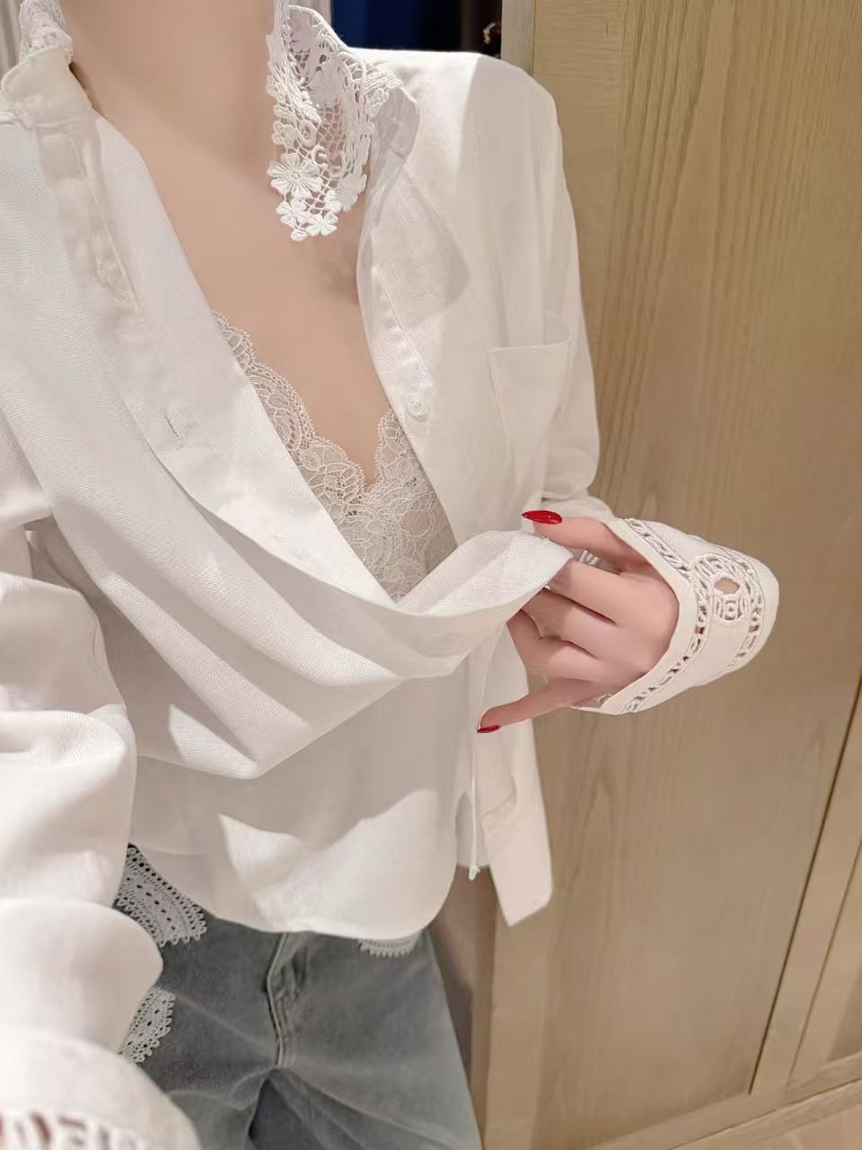 CHANE1 ダブルCレースブラウス【50％割引+送料無料】