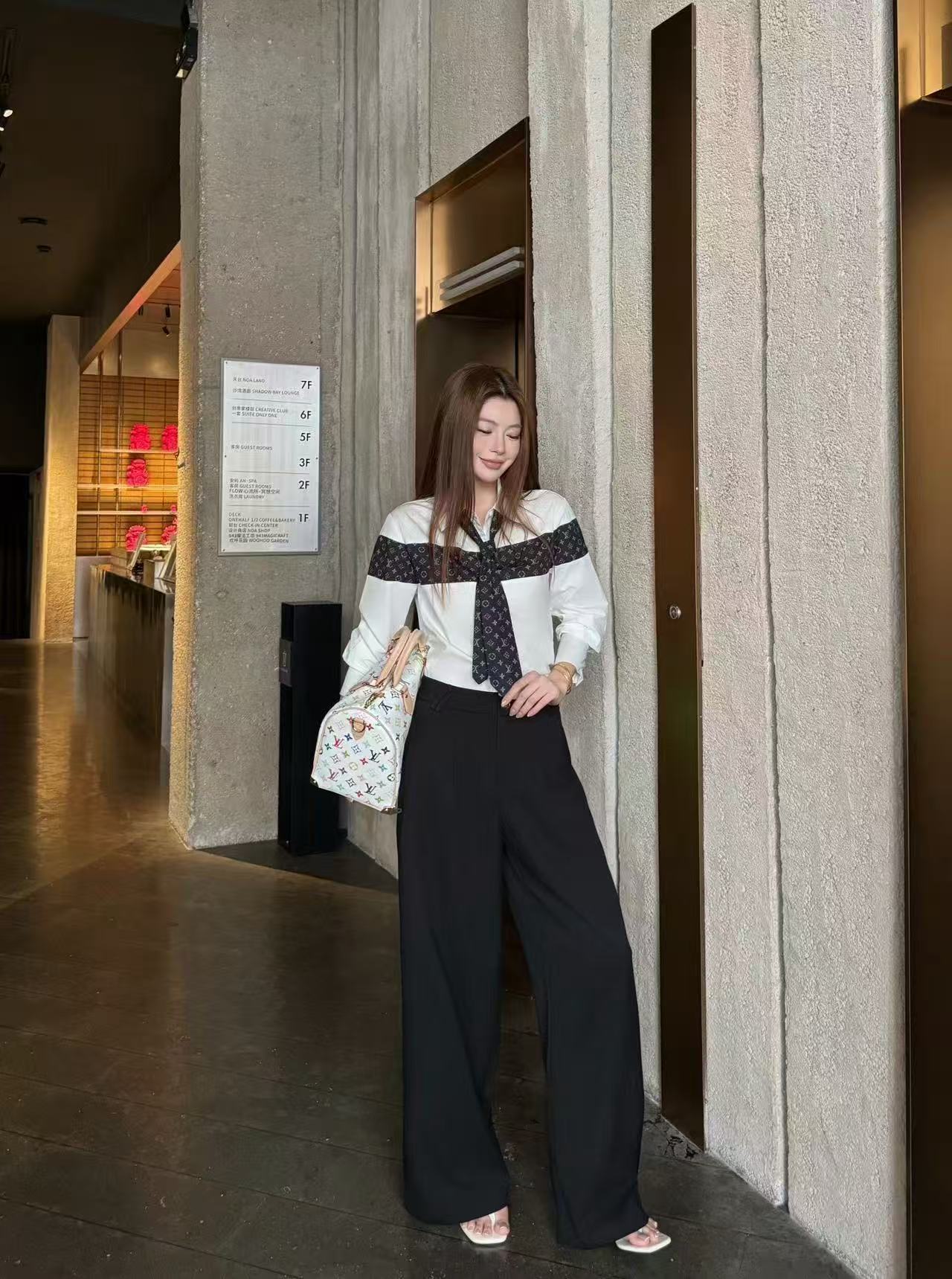 LV タイネック ルーズフィットシャツ【50％割引+送料無料】