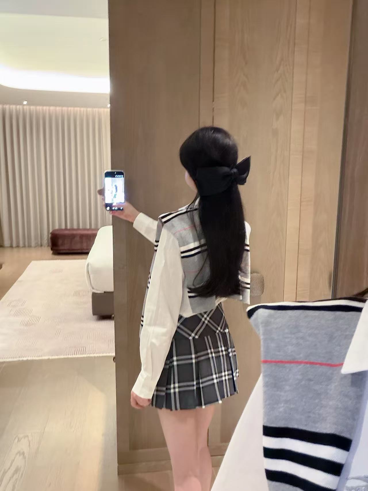 BUR8ERRY チェック柄シャツ＆スカート ツーピースセット【50％割引+送料無料】