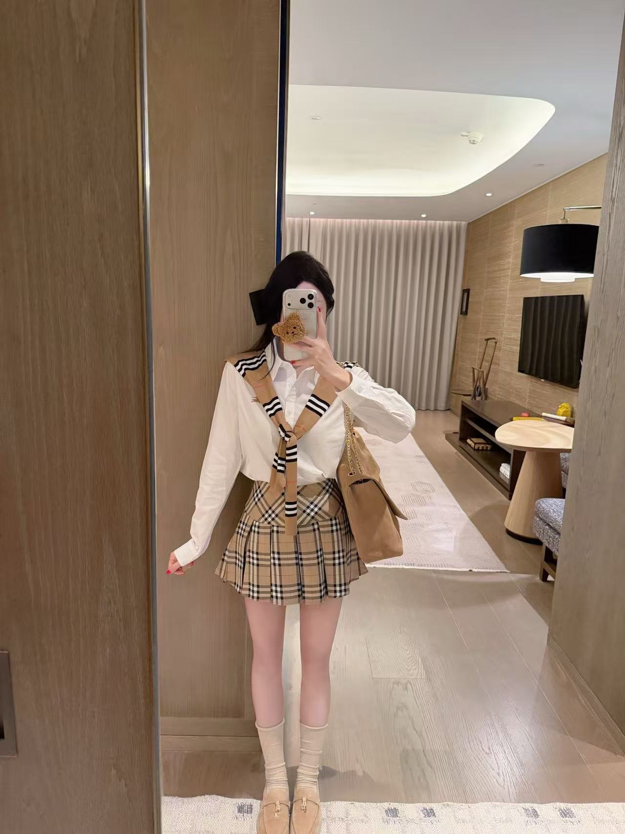 BUR8ERRY チェック柄シャツ＆スカート ツーピースセット【50％割引+送料無料】