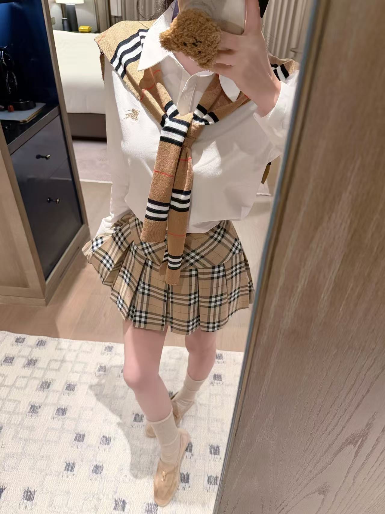 BUR8ERRY チェック柄シャツ＆スカート ツーピースセット【50％割引+送料無料】
