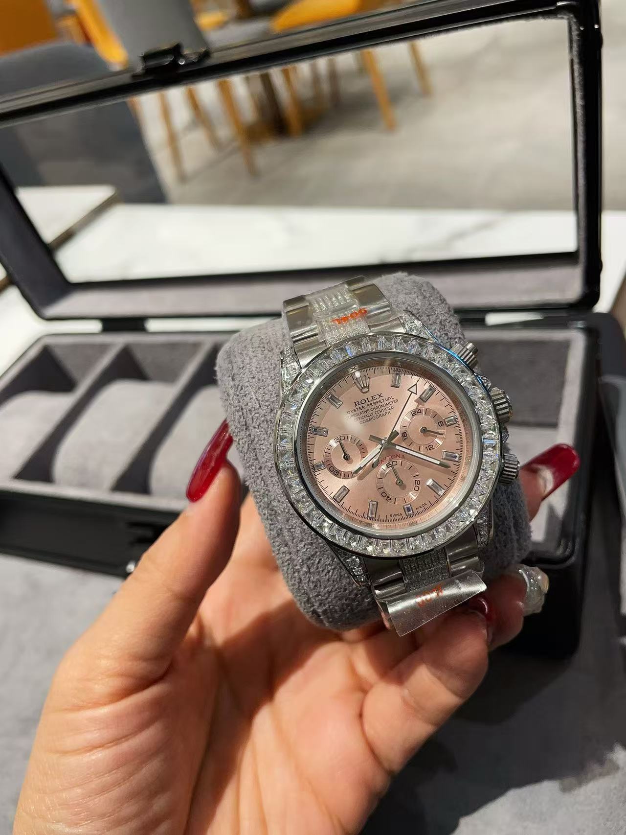 ROLEX桜のピンクスチールストラップ腕時計【50％割引+送料無料】