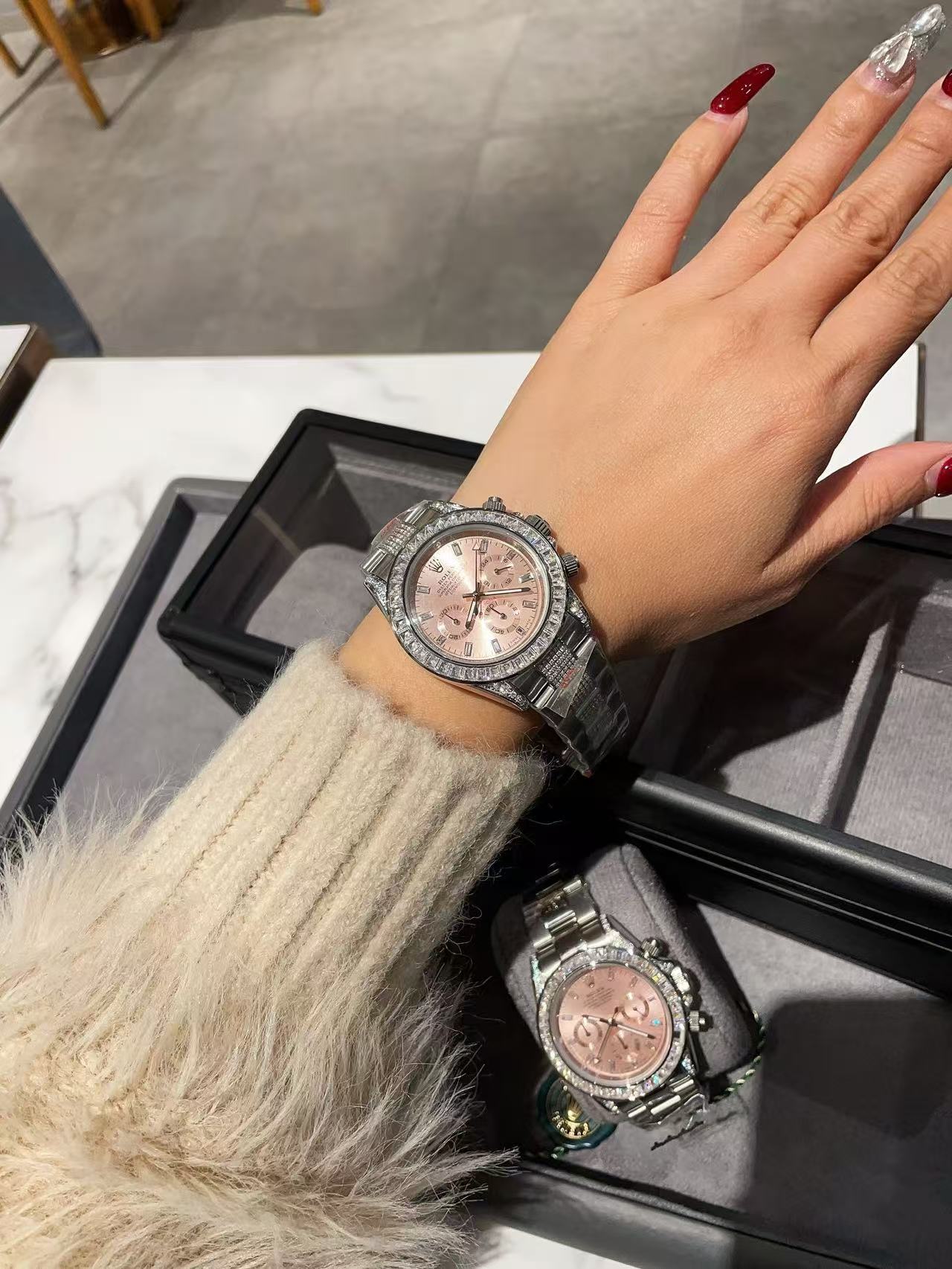 ROLEX桜のピンクスチールストラップ腕時計【50％割引+送料無料】