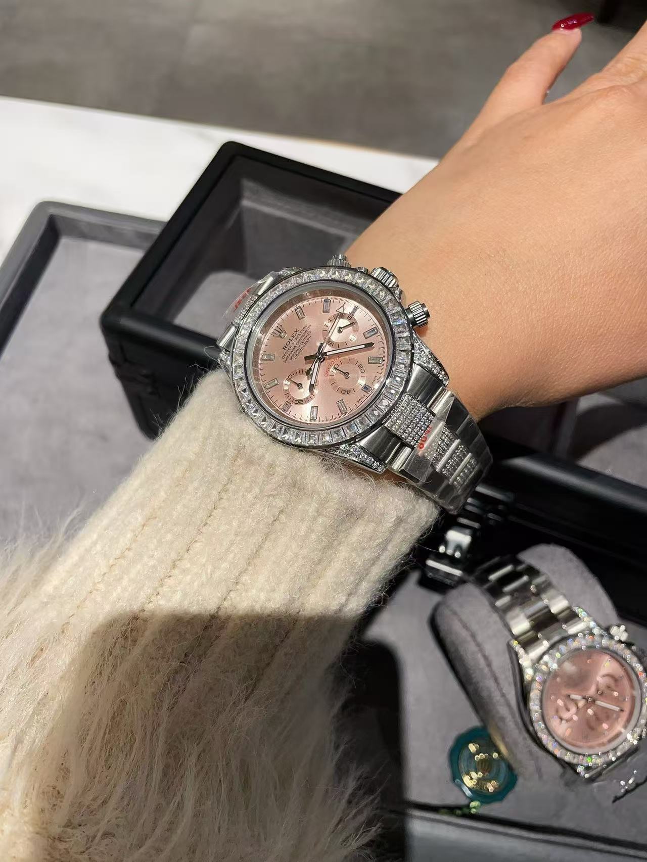 ROLEX桜のピンクスチールストラップ腕時計【50％割引+送料無料】