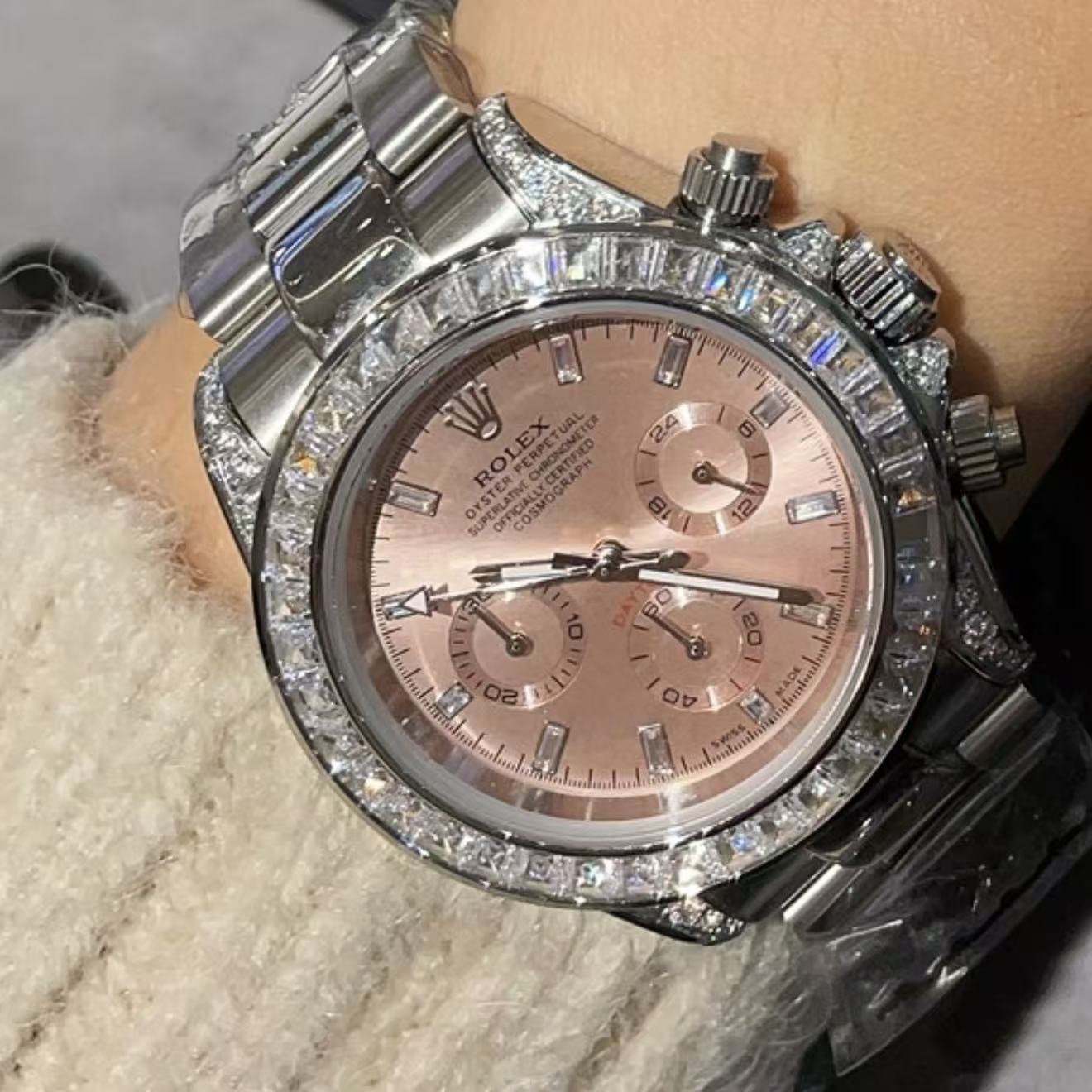 ROLEX桜のピンクスチールストラップ腕時計【50％割引+送料無料】