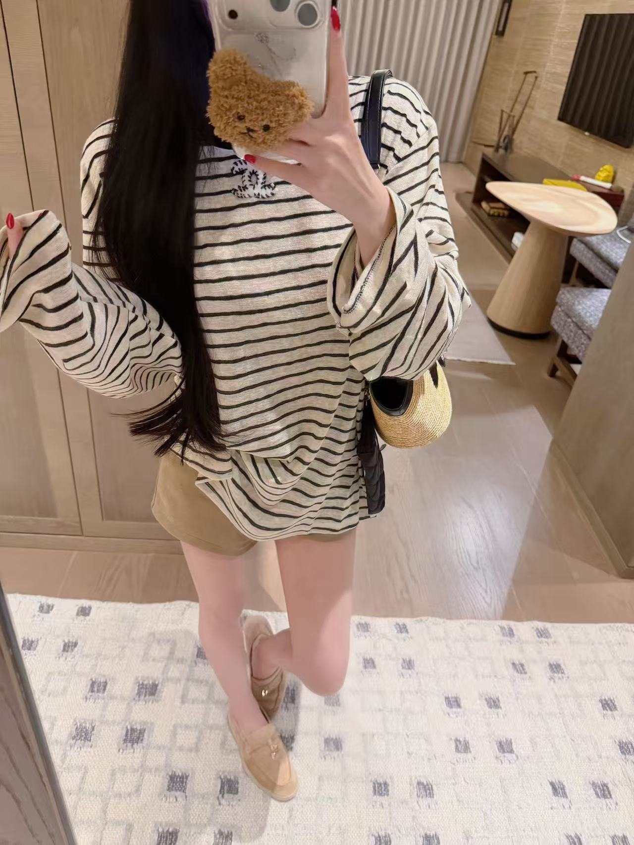 CHANE1 ダブルCストライプ長袖Tシャツ【50％割引+送料無料】