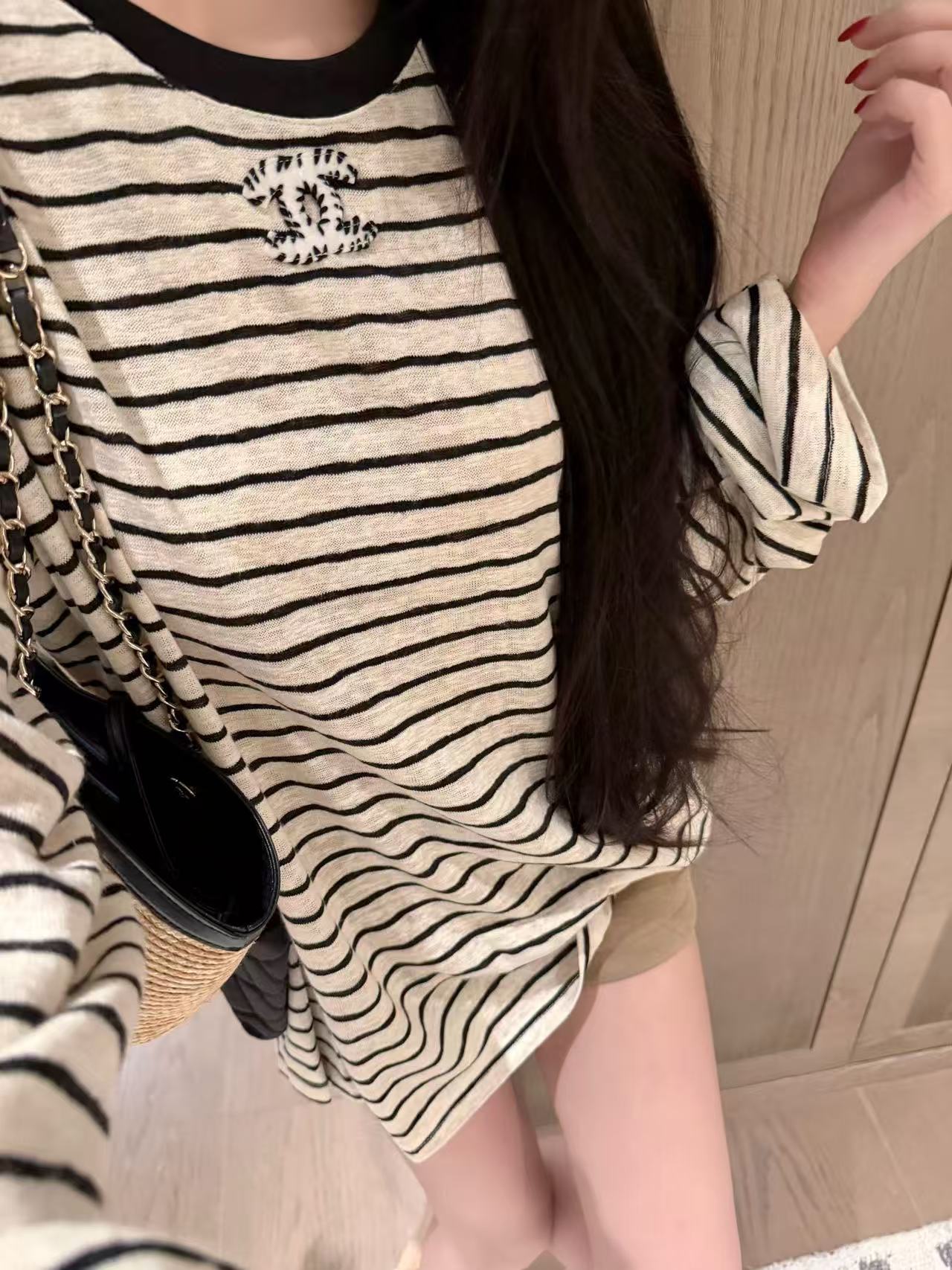 CHANE1 ダブルCストライプ長袖Tシャツ【50％割引+送料無料】