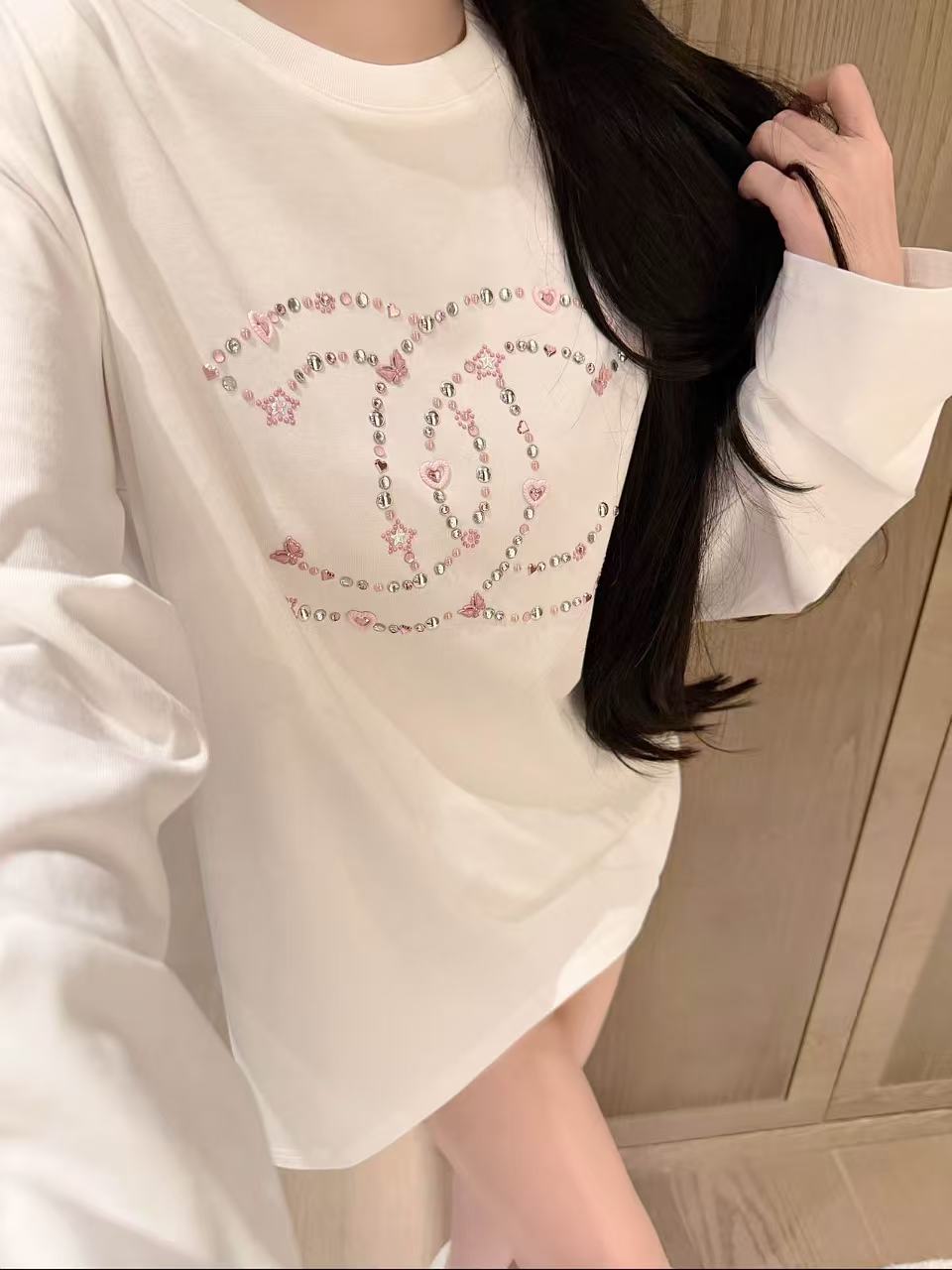 CHANE1 五芒星ダブルC 長袖Tシャツ【50％割引+送料無料】