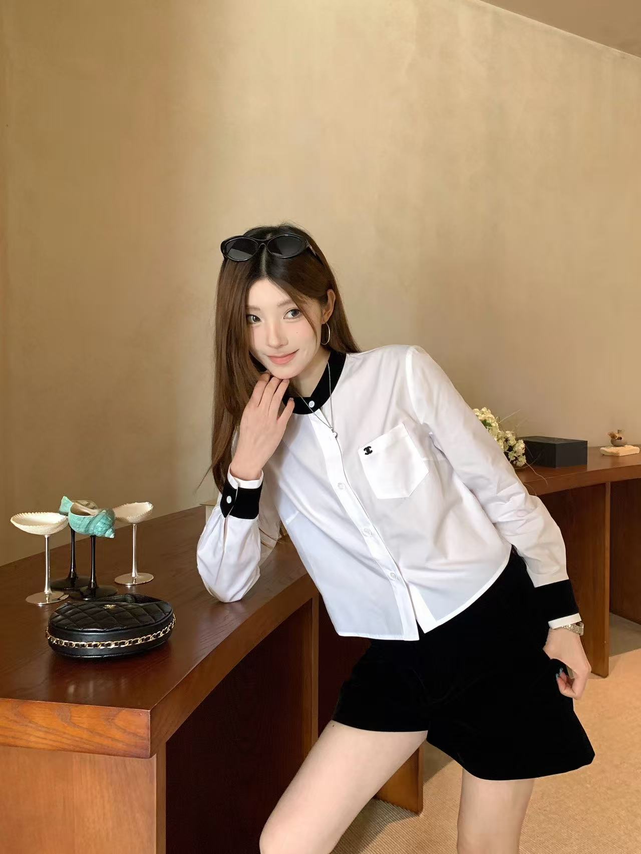 CEL1NE シンプルカラーブロックポケットシャツ【50％割引+送料無料】