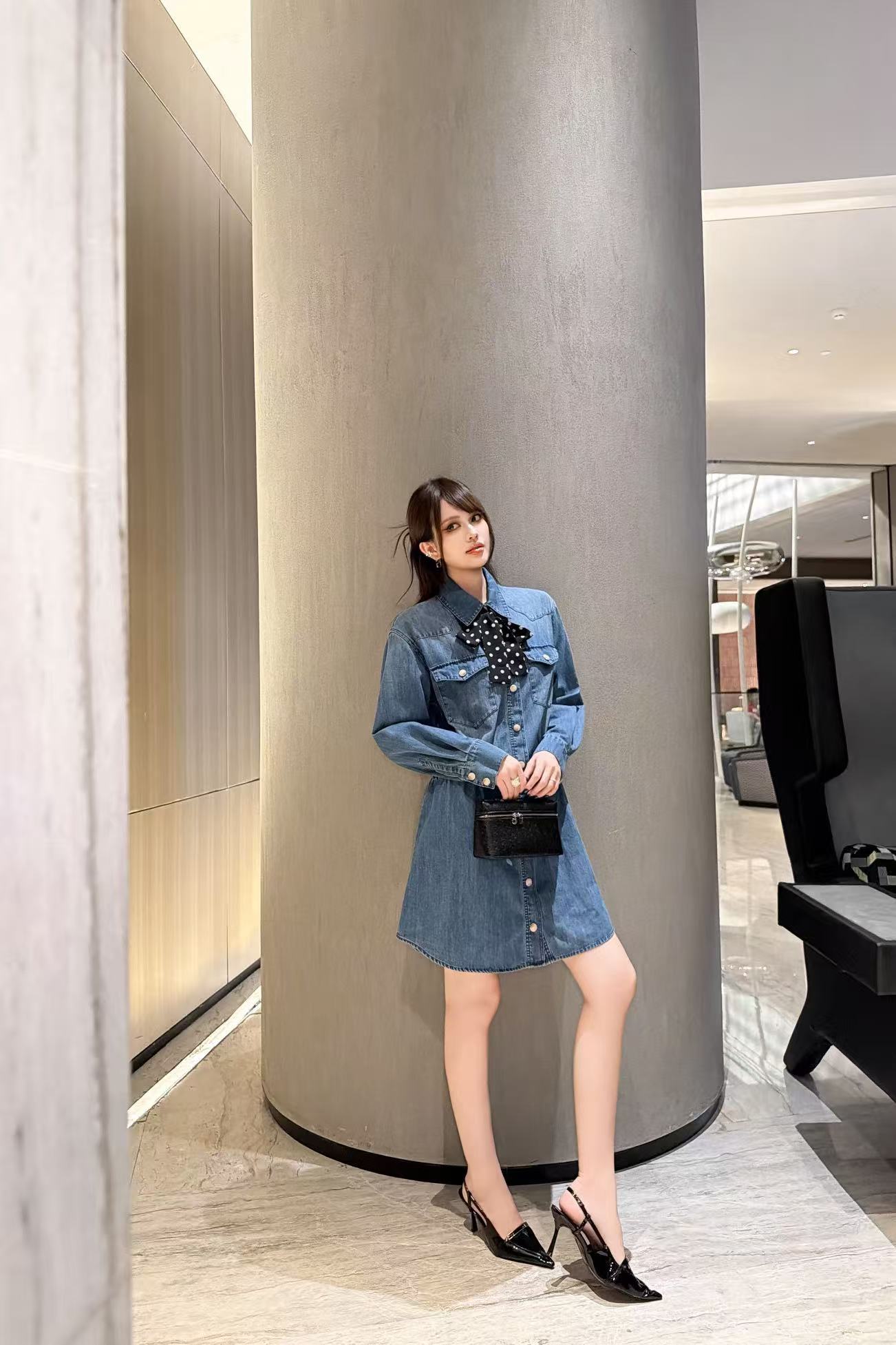 VALENTINO タイネック デニムドレス【50％割引+送料無料】