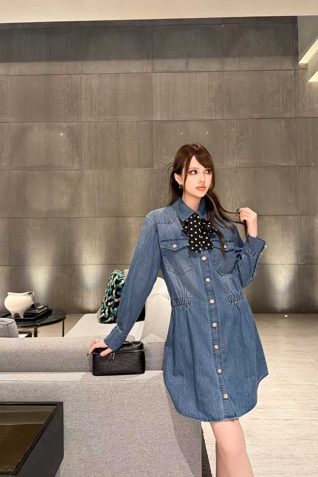 VALENTINO タイネック デニムドレス【50％割引+送料無料】