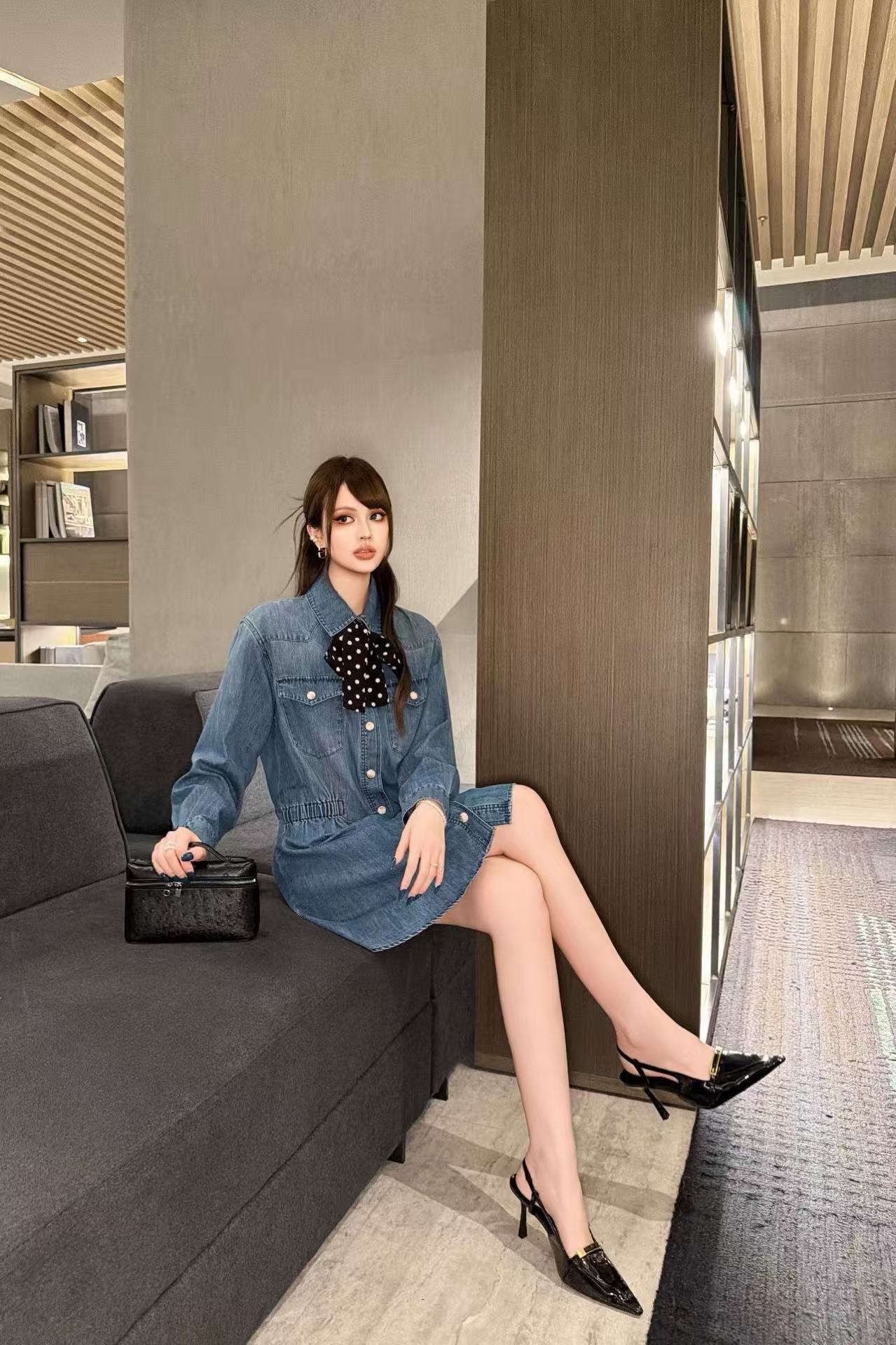 VALENTINO タイネック デニムドレス【50％割引+送料無料】