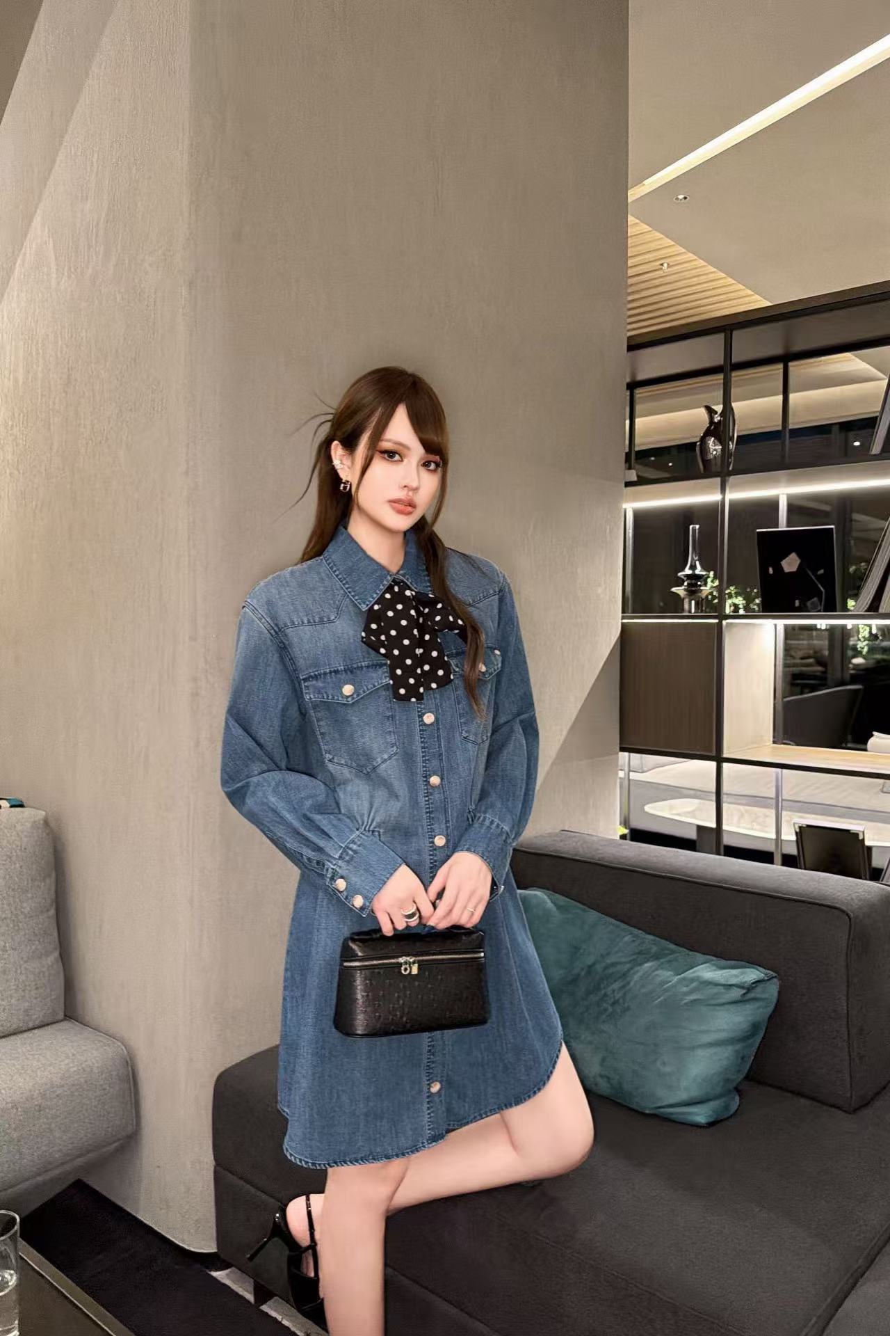 VALENTINO タイネック デニムドレス【50％割引+送料無料】
