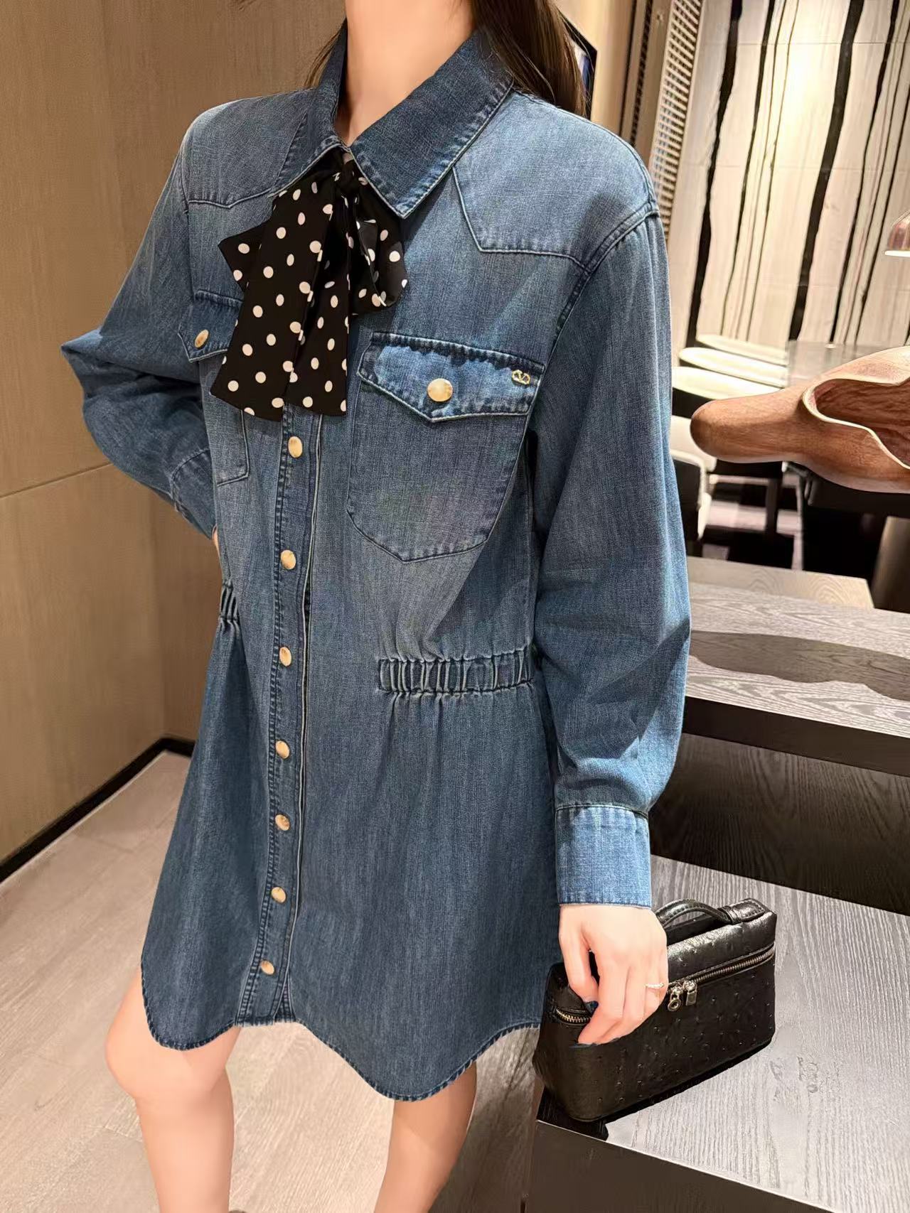 VALENTINO タイネック デニムドレス【50％割引+送料無料】