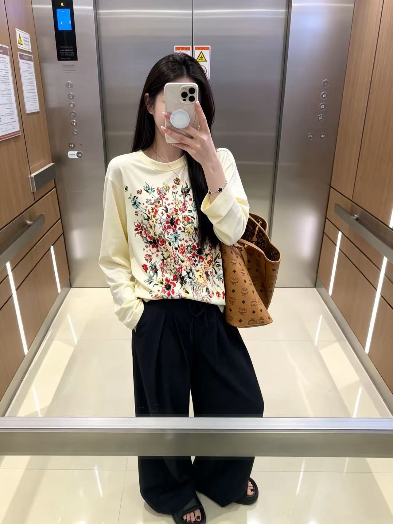 DIOR 刺繍＆プリント入り長袖Tシャツ【50％割引+送料無料】