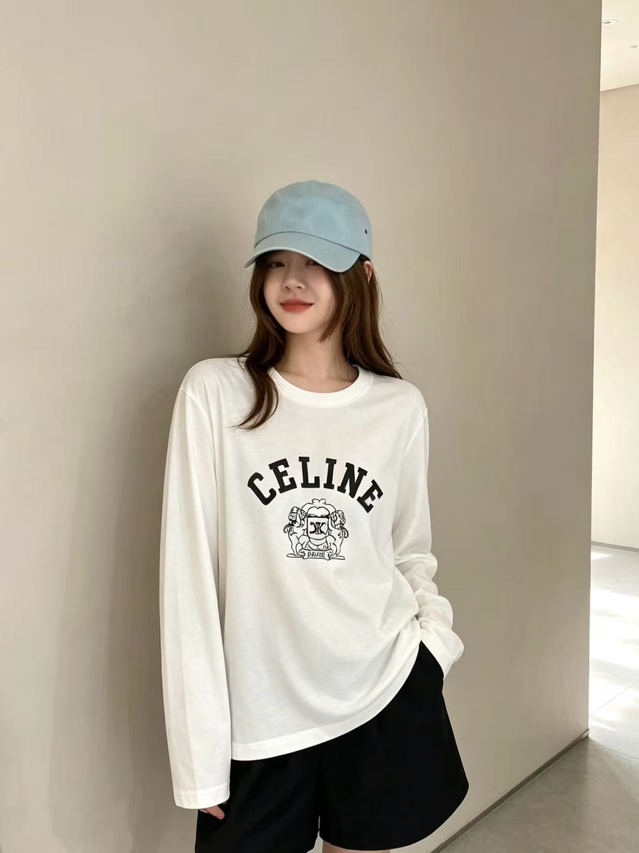 CEL1NE プリントレター長袖Tシャツ【50％割引+送料無料】