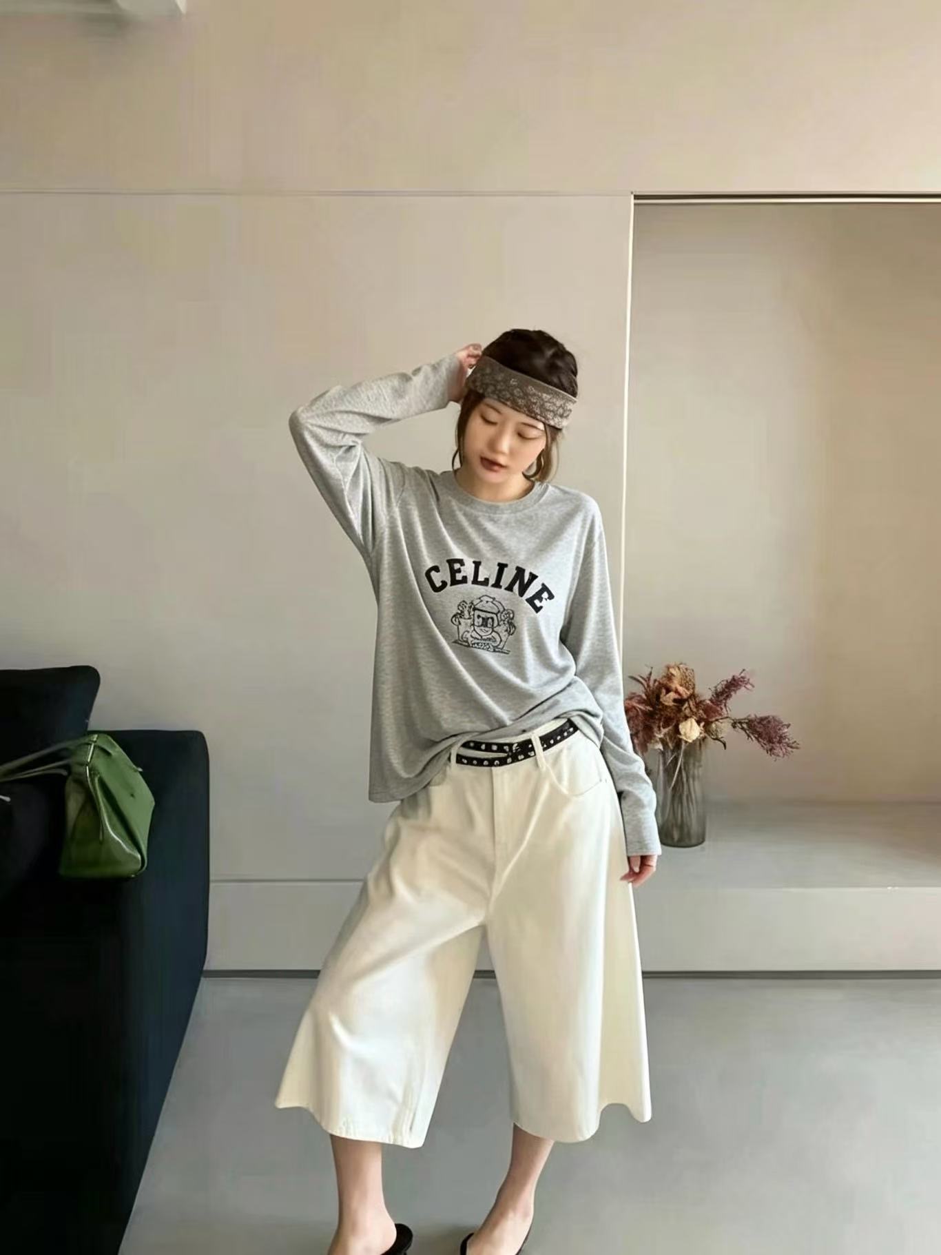 CEL1NE プリントレター長袖Tシャツ【50％割引+送料無料】