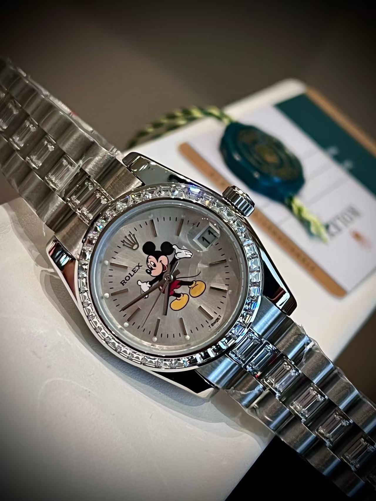 ROLEXミッキーマウス スチールバンド レディース腕時計【50％割引+送料無料】