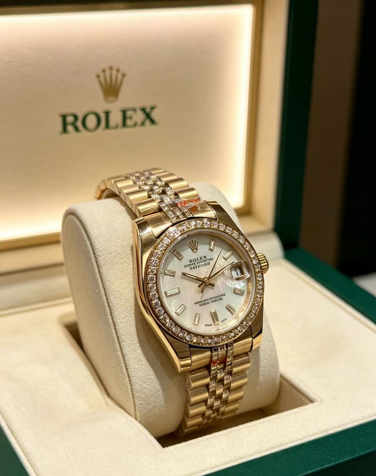 R0LEXソリッドスチール製ブレスレット付きレディースウォッチ【50％割引+送料無料】