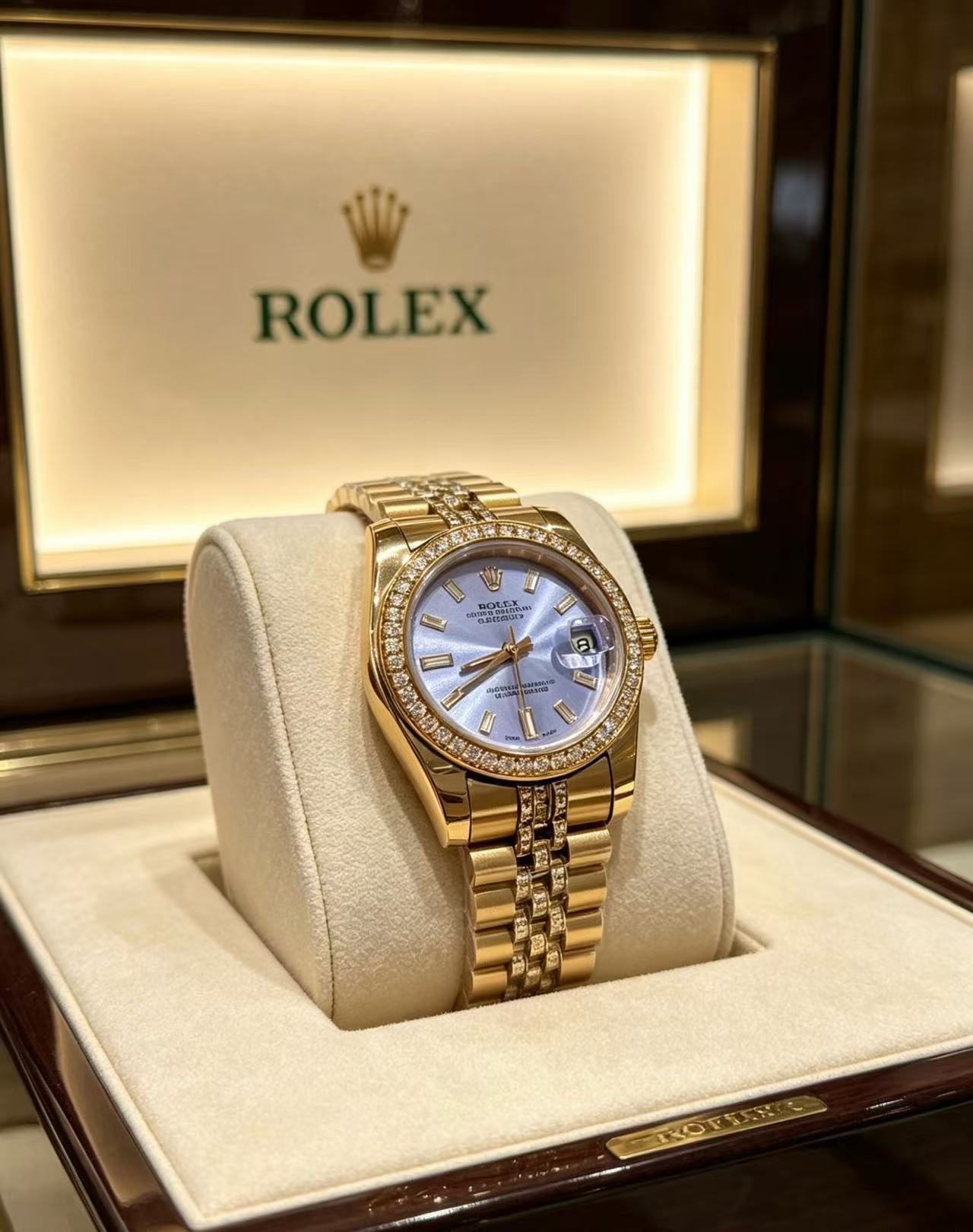 R0LEXソリッドスチール製ブレスレット付きレディースウォッチ【50％割引+送料無料】