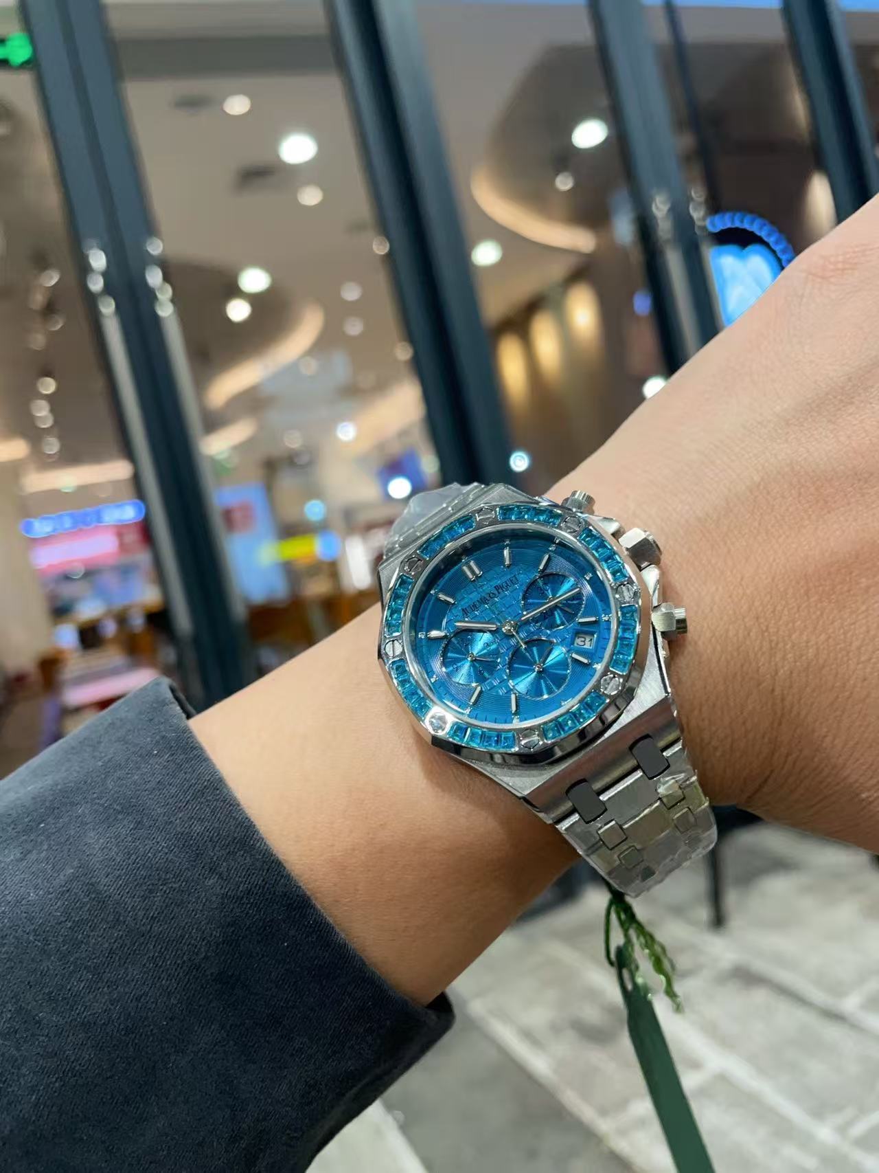 Audemarsp1gueブルー限定版ダイヤモンド入りレディース腕時計【50％割引+送料無料】