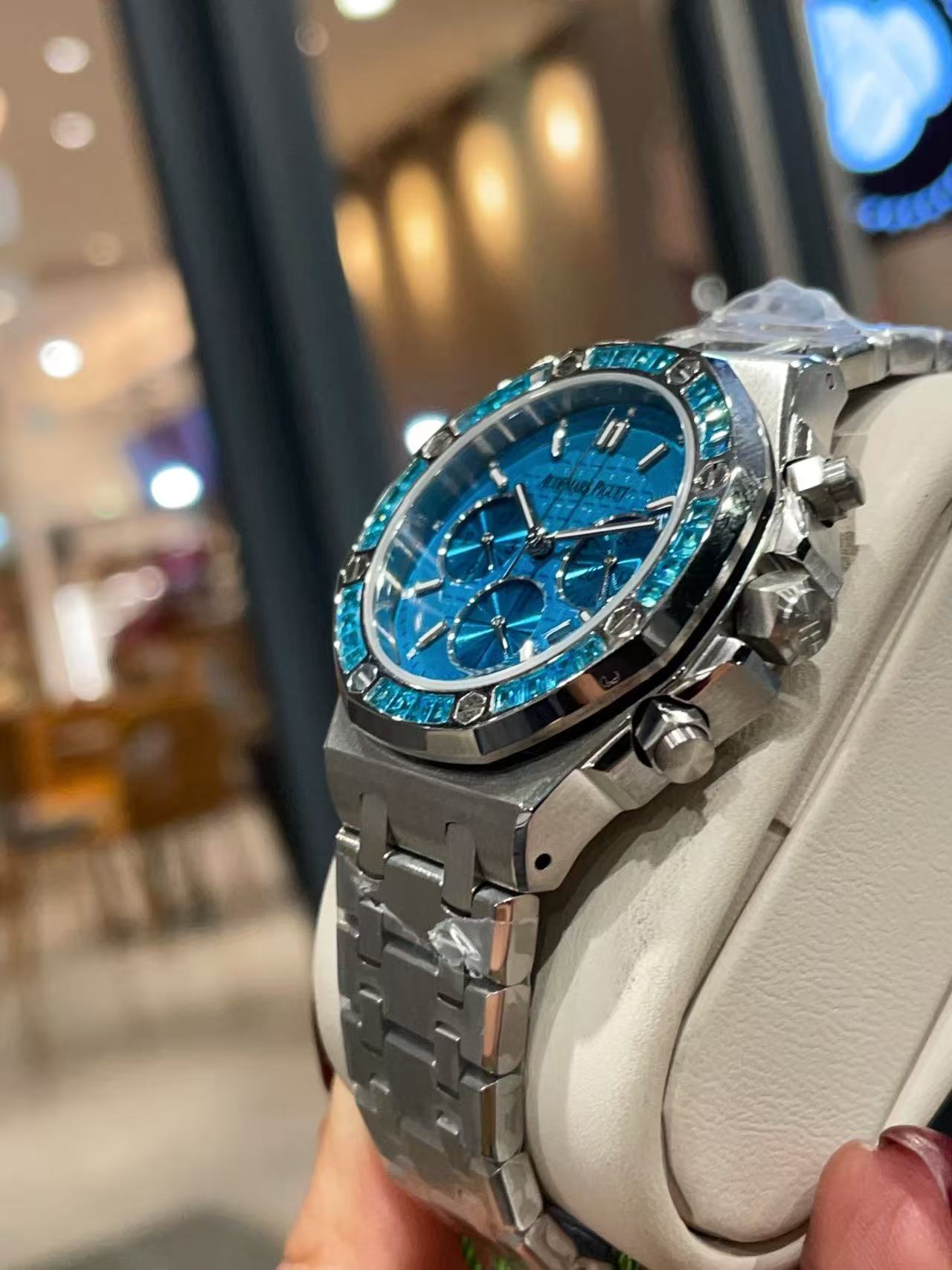 Audemarsp1gueブルー限定版ダイヤモンド入りレディース腕時計【50％割引+送料無料】