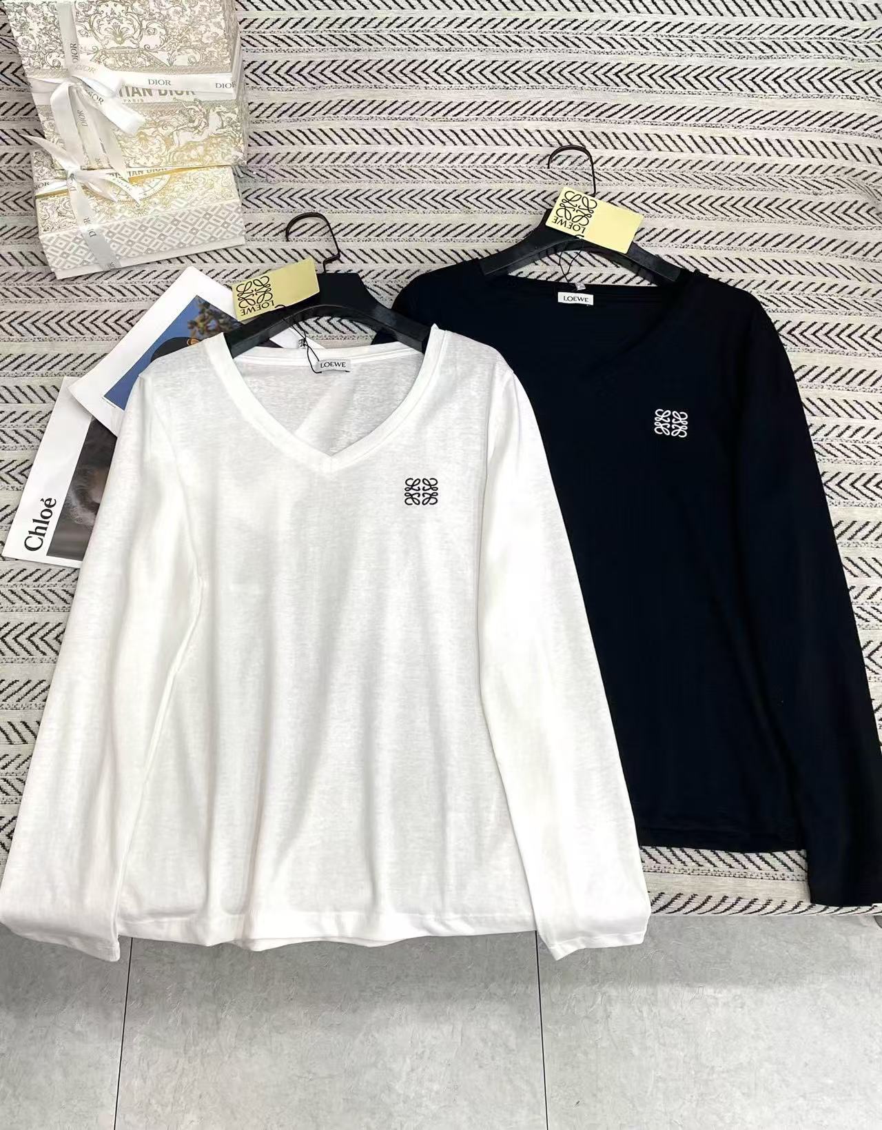 L0WEW シンプルなVネック長袖Tシャツ【50％割引+送料無料】