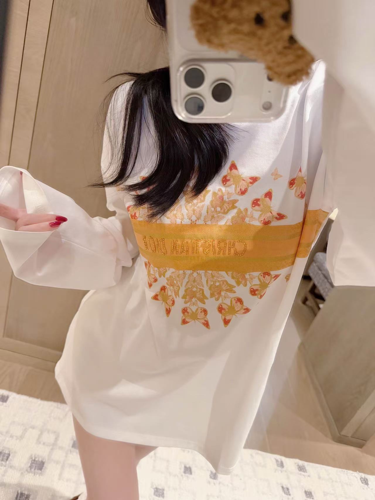 DI0Rバタフライ・レター 長袖Tシャツ【50％割引+送料無料】